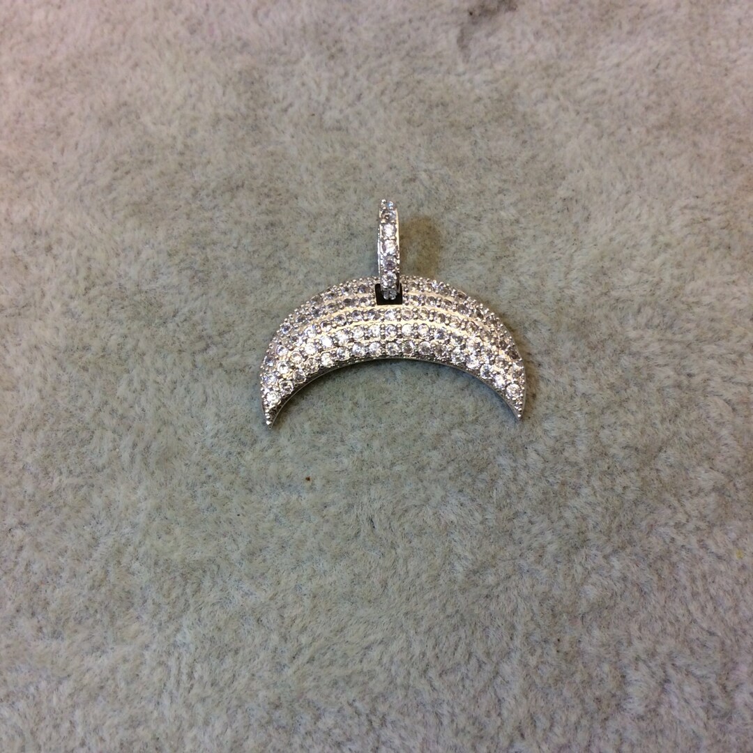 クレッシェンド内径17.5センチ刻印あり Silver Plated CZ Cubic Zirconia Inlaid Crescent Shaped