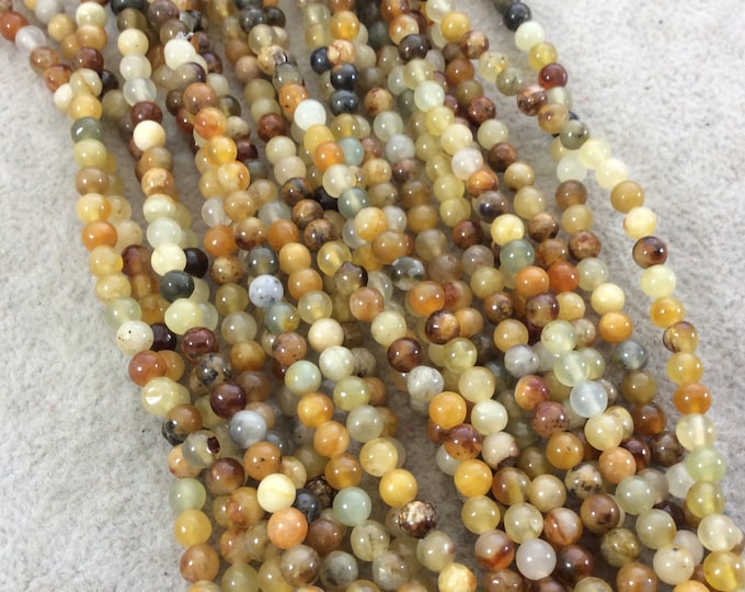 4mm Smooth Natural Flower Jasper Round/Ball Shaped Beads with 0.8mm Holes - Sold by 16" Strands (Approx. 103 Beads) - Quality Gemstone