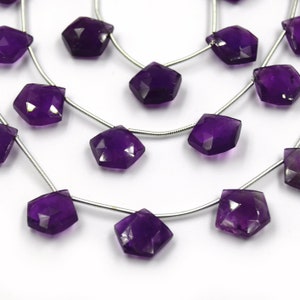 Amethyst Beads | Hand Cut Indian Gemstone | 15mm Pentagon Shaped Beads | High Quality Amethyst | Loose Gemstone Beads