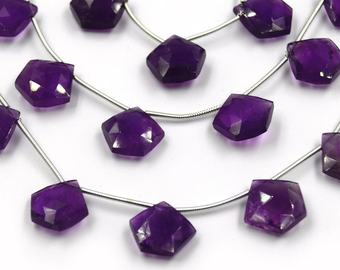 Amethyst Beads | Hand Cut Indian Gemstone | 15mm Pentagon Shaped Beads | High Quality Amethyst | Loose Gemstone Beads