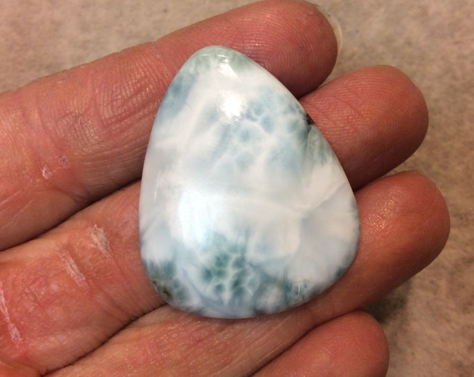 Larimar Oblong Triangle Shaped Flat Back Cabochon - Measuring 30mm x 38mm, 6mm Dome Height - Natural High Quality Gemstone