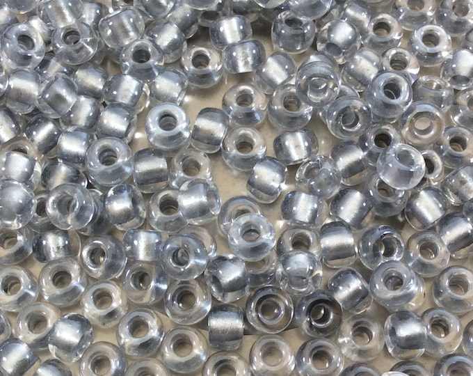 Size 6/0 Glossy Finish Sparkle Pewter Lined Clear Genuine Miyuki Glass Seed Beads - Sold by 20 Gram Tubes (Approx 200 Beads/Tube) - (6-9242)