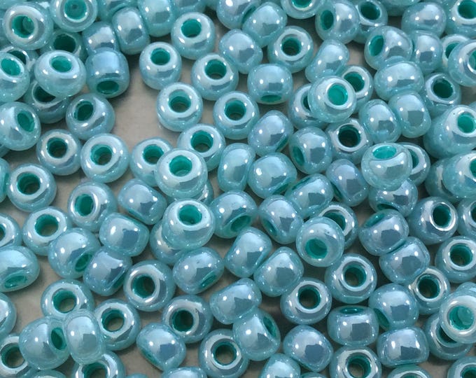 Size 6/0 Glossy Finish Ceylon Aqua Green Genuine Miyuki Glass Seed Beads - Sold by 20 Gram Tubes (Approx. 200 Beads per Tube) - (6-9536)