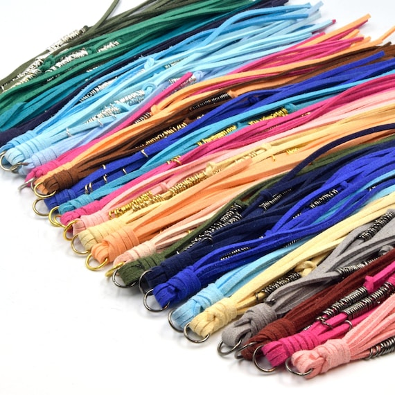 Long Tassel | 10 inch Faux Suede Leather Tassel Pendant with Stacked Rings | Tassels for Jewelry Making