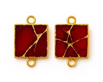 Mojave Copper Turquoise Square Connectors | Square Finding | Electroformed Gemstone | DIY Earrings | Jewelry Supplies | SOLD by PAIR