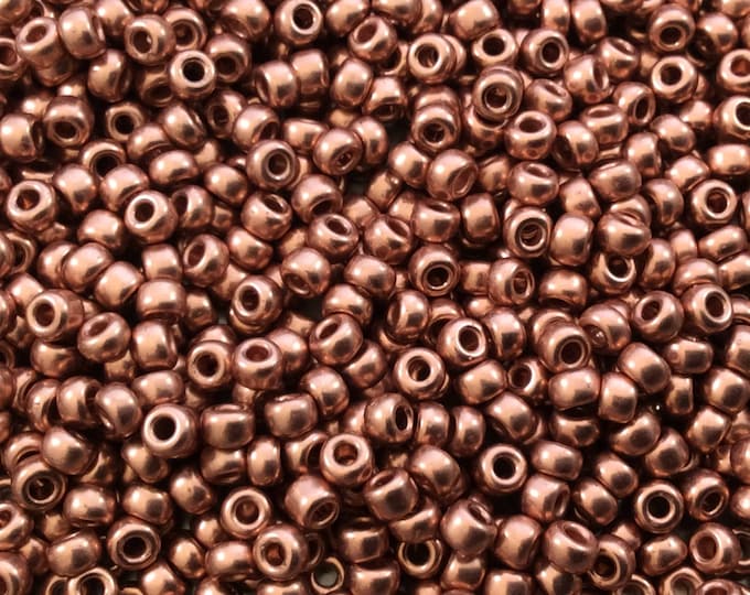 Size 8/0 Glossy Finish Bright Copper Plated Genuine Miyuki Glass Seed Beads - Sold by 22 Gram Tubes (Approx 900 Beads per Tube) - (8-9187)