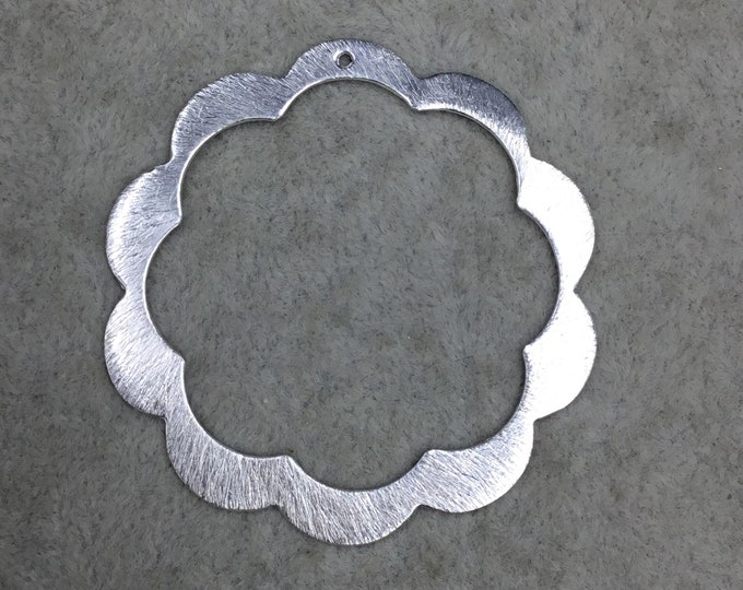 50mm x 52mm Large Sized Silver Plated Copper Thick Open Scalloped Flower Blossom Shaped Components - Sold in Packs of 10 (586-SV)
