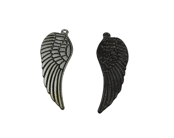 Plated Copper Detailed Wing Shaped Pendant Components (One Ring) - Sold in Packs of 10