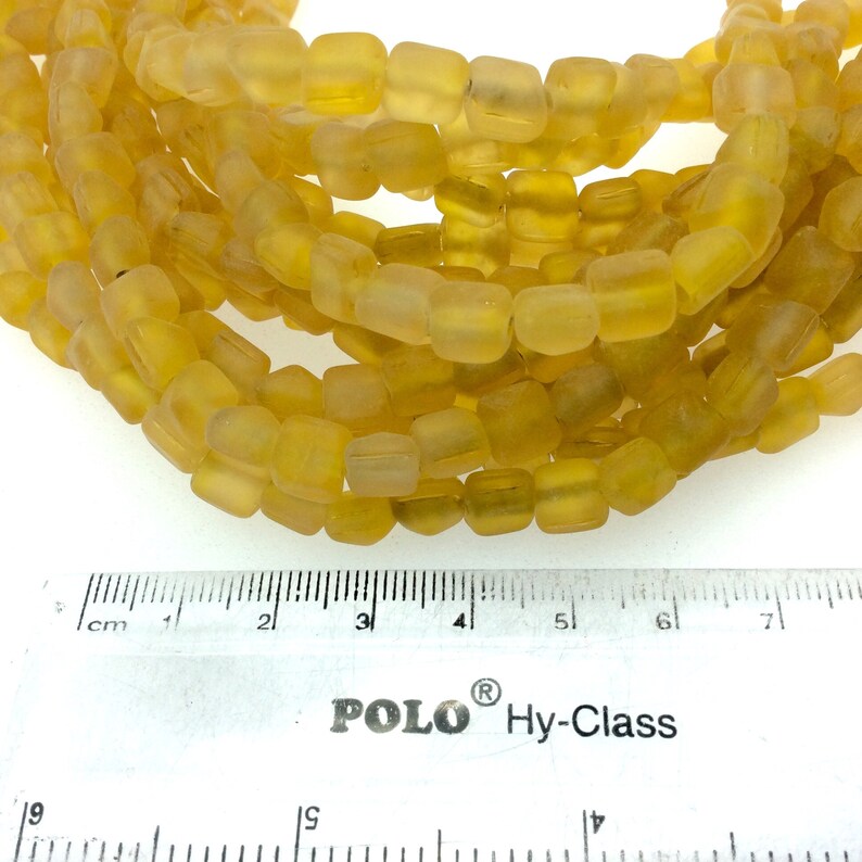 Sold by 15 Strands Approx 52 Beads 8mm Matte Yellow Pyramid Shaped Indian BeachSea Beadlanta Glass Beads