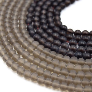 Smoky Quartz Beads | Round MATTE Natural Smoky Quartz Gemstone Beads | 4mm 6mm 8mm 10mm | Sold by 15&quot; Strands
