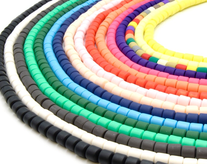 Polymer Clay Barrel Beads | 6mm Vinyl Tube Beads For Jewelry Making