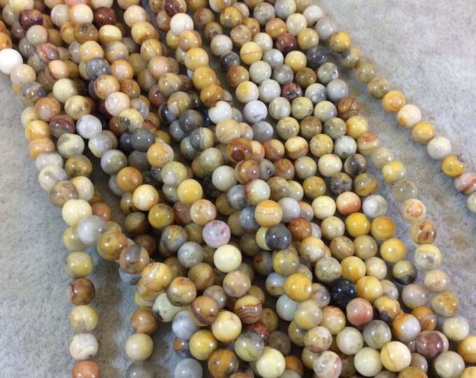 4mm Smooth Round Shaped Multicolor Mixed Crazy Lace Agate Beads - 15.5" Strand (Approximately 89 Beads) - Natural Semi-Precious Gemstone