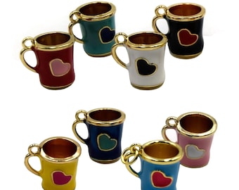 Coffee Cup Charms for Bracelet and Necklaces - Coffee Lover's Jewelry