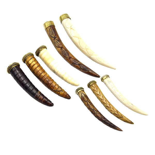 Carved Bone Tusk Pendant | Ox Bone Pendant | Carved Floral Tusk | Spiral Carved Tusk | Focal Pendants | Statement Piece for Jewelry