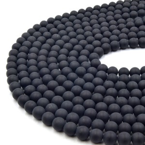 Black Agate Beads | Matte Black Agate Round Beads | 4mm 6mm 8mm 10mm 12mm | Loose Gemstone Beads