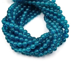 Perles de jade | Perles rondes lisses teintées, perles de pierres précieuses | Perles bleues, turquoise, vertes et blanches - Disponibles en 4 mm, 6 mm, 8 mm, 10 mm et 12 mm Dark Teal