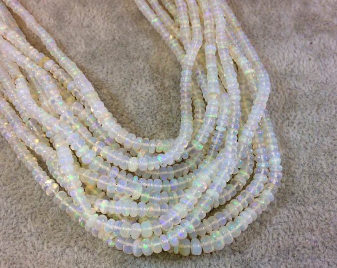 2-4mm Smooth Light Rainbow Ethiopian Opal Graduated Rondelle Shaped Beads - 17" Strand (Approx. 250 Beads) - High Quality Indian Gemstone