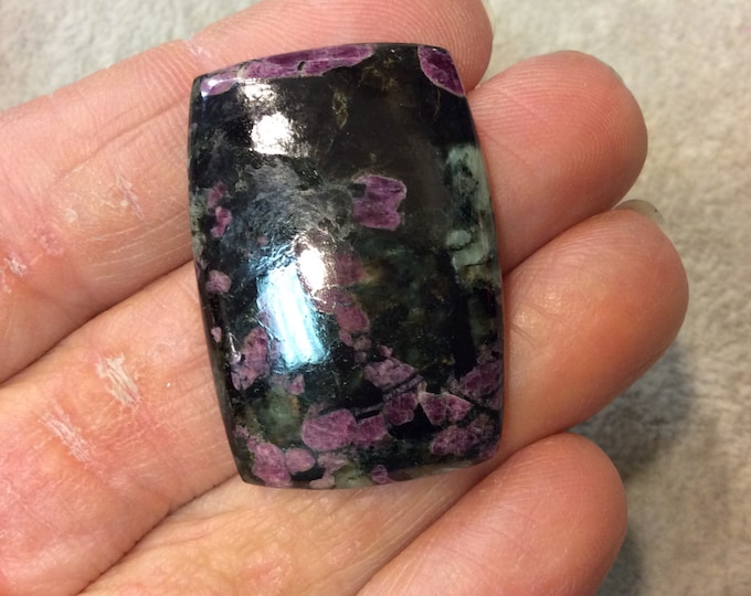 Natural Eudialyte Rectangle Shaped Flat Back Cabochon - Measuring 25mm x 36mm, 5mm Dome Height - Natural High Quality Gemstone