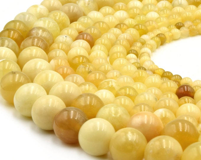 Yellow Opal Beads | Smooth Round Gemstone Beads | 4mm 6mm 8mm 10mm | Wholesale Beads and Jewelry Supplies