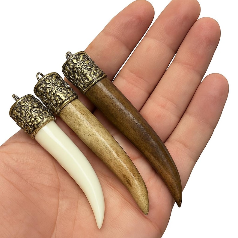 Ox Bone Tusk Pendants | Jewelry Making Components | White, Light Brown, and Dark Brown Options image 6