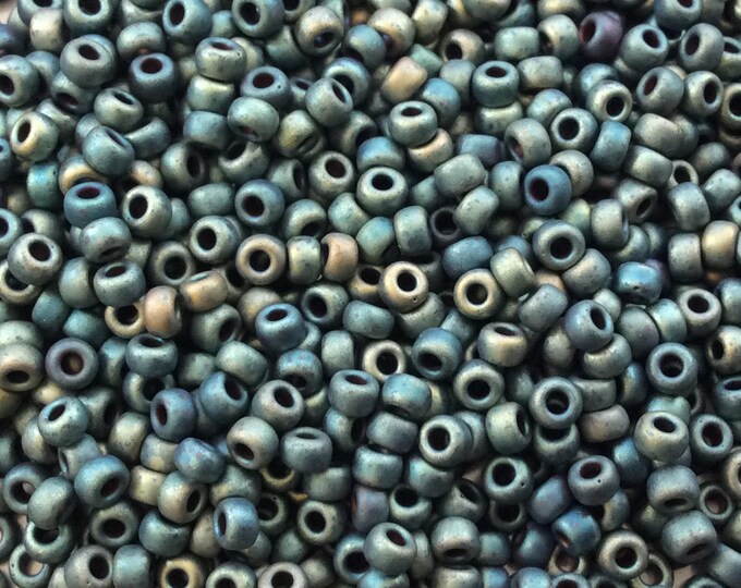 Size 8/0 Matte AB Finish Opaque Teal Green Genuine Miyuki Glass Seed Beads - Sold by 22 Gram Tubes (Approx. 900 Beads per Tube) - (8-92008)