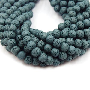 Dark Teal Lava Beads | Porous Volcanic Stone for Diffuser Jewelry (6-18mm)