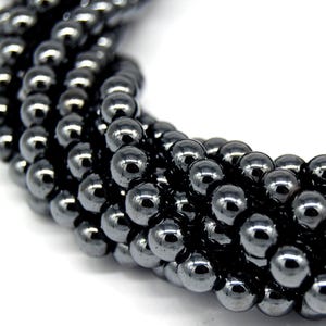 Magnetic Hematite Round Beads, Gunmetal Finish, Jewelry Making Supplies