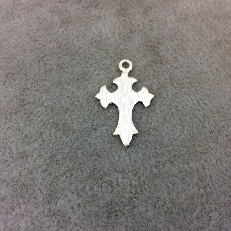 212-SV Medium Sized Silver Plated Copper Gothic Medieval Cross Shaped PendantCharm Components Measuring 16mm x 26mm Sold in Packs of 10