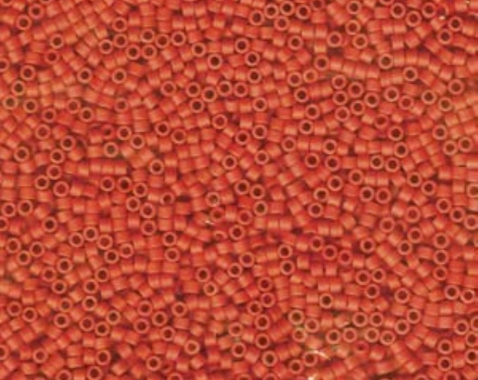 Size 11/0 Matte Finish Dyed Opaque Vermillion Genuine Miyuki Delica Glass Seed Beads -Sold by 7.2 Gram Tubes (Approx.1300 Beads per 2" Tube)