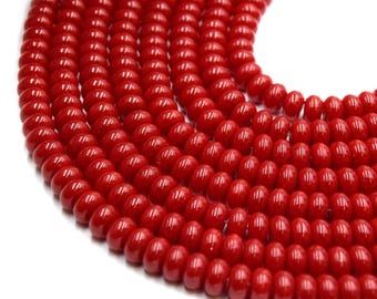 Red Glass Rondelle Beads - 6mm & 8mm