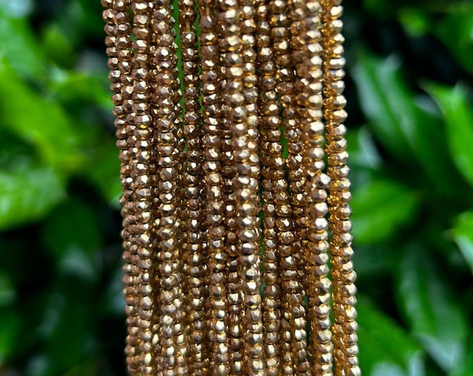 Gold Plated Pyrite Beads - 3mm AAA Pyrite