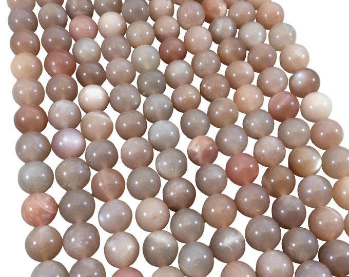 10mm Smooth Peach Moonstone Round/Ball Shaped Beads with 1mm Holes - 15.25" Strand (Approx. 39 Beads) - Natural High Quality Gemstone