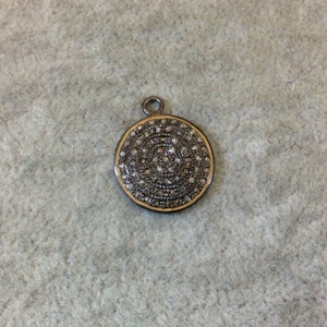 Pave Diamond Round Pendant for Necklace or Pave Diamond Charm for Bracelets - .53CT
