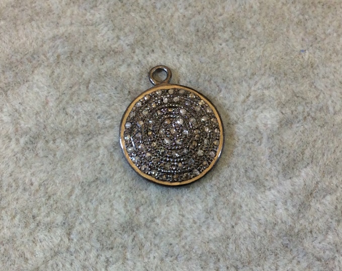 Pave Diamond Round Pendant for Necklace or Pave Diamond Charm for Bracelets - .53CT