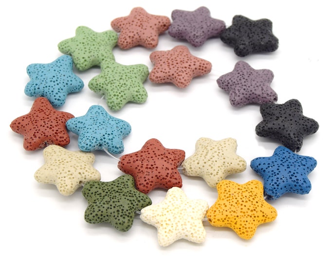 Star Lava Beads | Natural Multi-Color Lava Rock Beads | Diffuser Beads | Rainbow Beads