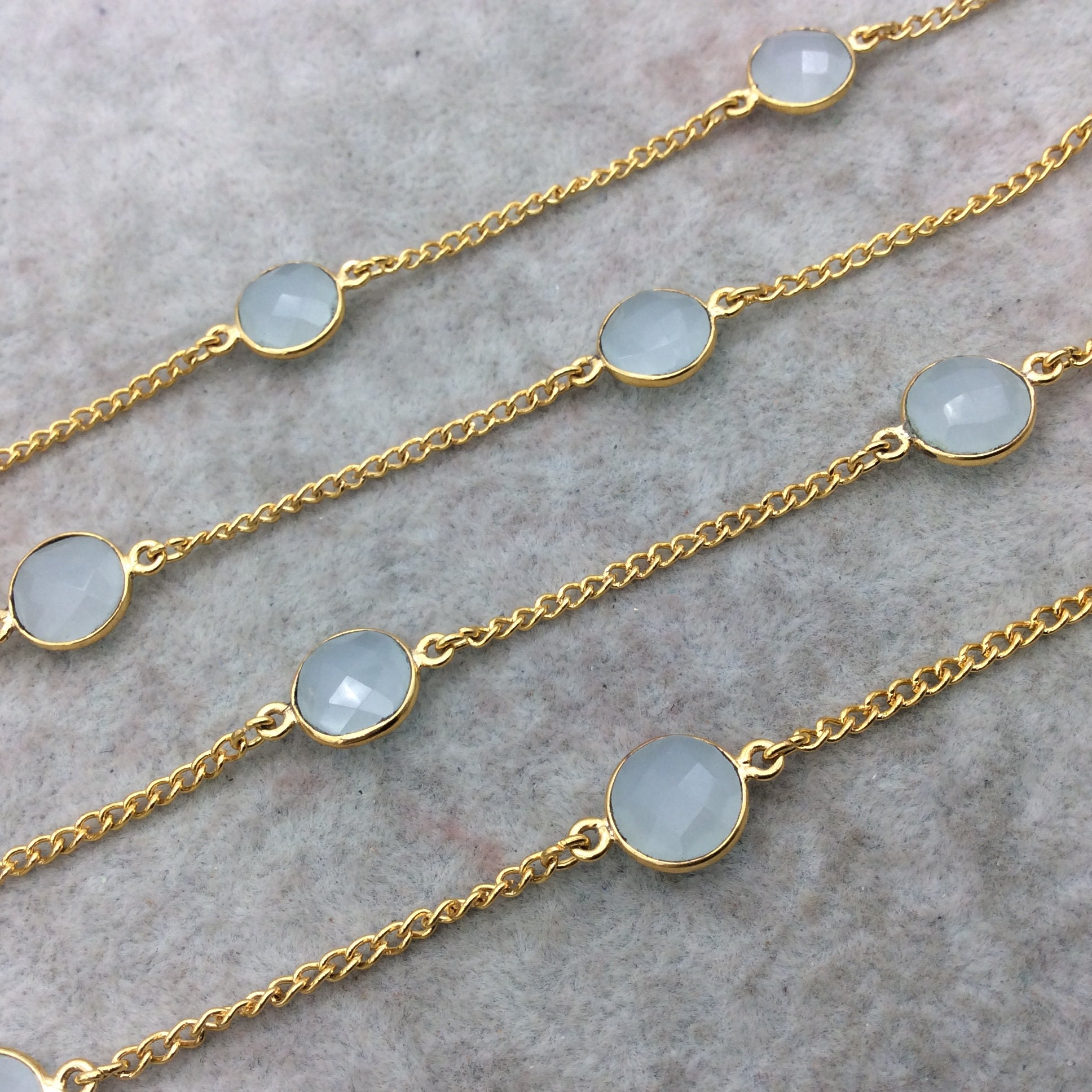 Bezel Chain, Blue Chalcedony Bezel Link Chain