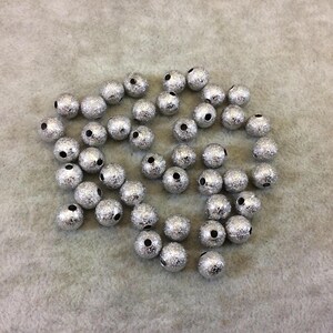 8mm Sandblasted Stardust Finish Round Beads – Silver Base Metal Jewelry Findings