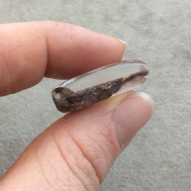 Natural Lodolite Measuring 19mm x 26mm ScenicGarden Quartz 9mm Dome Quality Gemstone Cab Rectangle Shaped Reverse Domed Cabochon