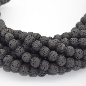 Black Lava Stone Round Beads | Porous Diffuser Jewelry Making Supplies
