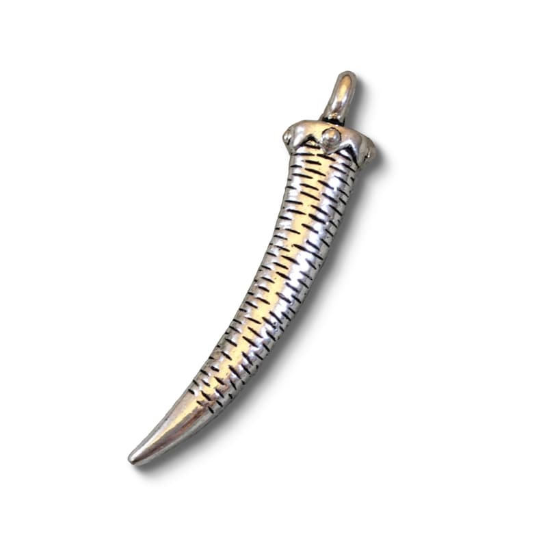 Tibetan Silver-Plated Copper Horn Shaped Pendant – 10mm x 60mm (Sold Individually) image 1