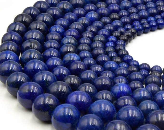 Lapis Lazuli Beads | Smooth Round Natural Blue Lapis Beads - 6mm 8mm 10mm 12mm