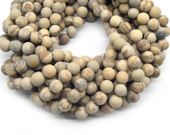Picture Jasper Beads | Matte Picture Jasper Round Beads | 6mm 8mm 10mm Available