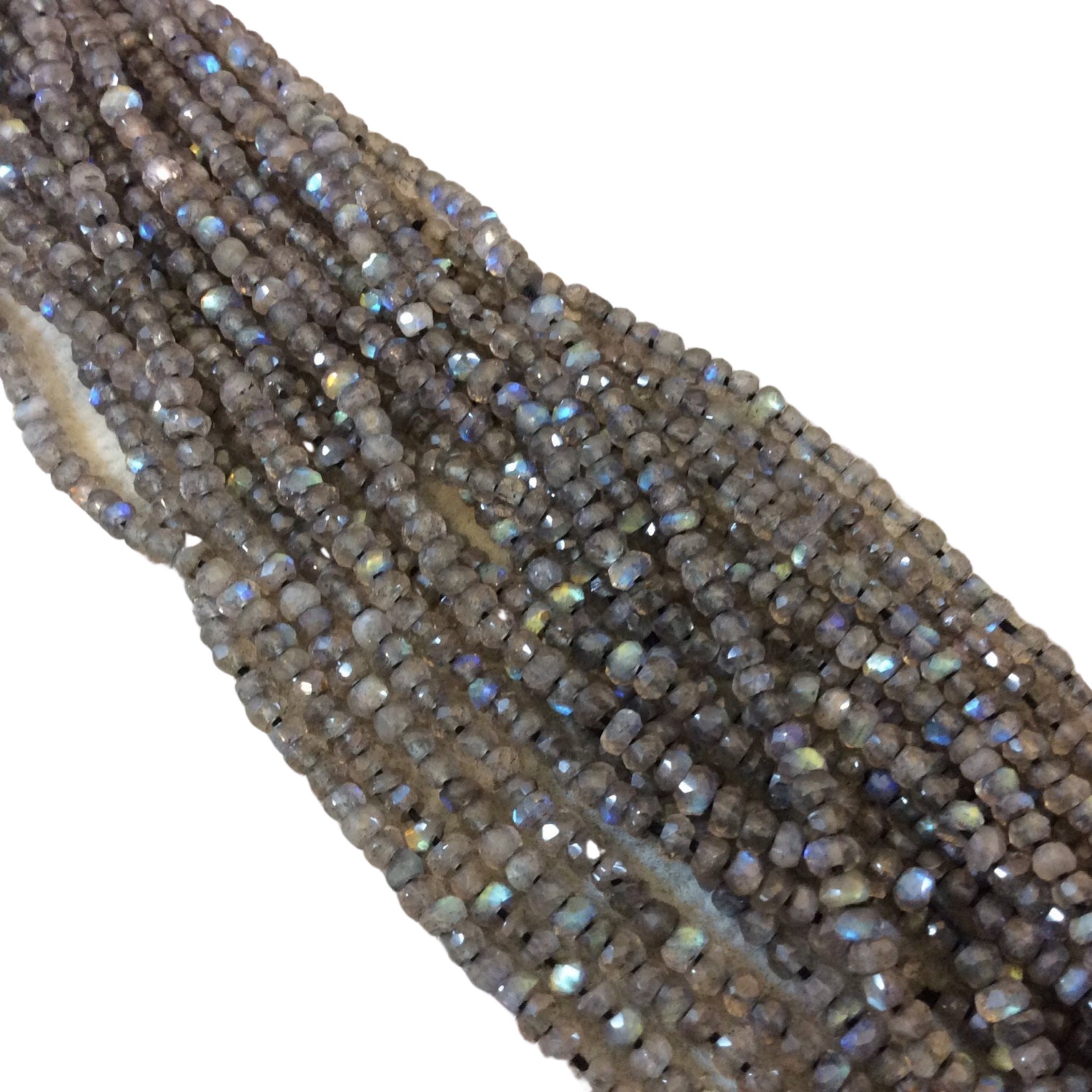 Labradorite Faceted Rondelle Large Hole Size Beads 9mm - 2 mm