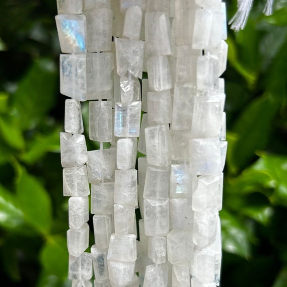 Rainbow Moonstone Nugget Beads 10mm Faceted Rectangle Beads 