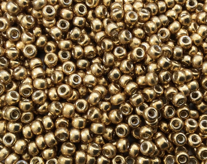 Size 8/0 Duracoat Galvanized Glossy Gold Genuine Miyuki Glass Seed Beads - Sold by 22 Gram Tubes (Approx. 900 Beads per Tube) - (8-94202)