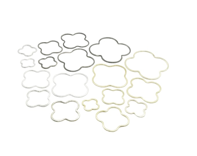 Open Quatrefoil/Clover Shaped Plated Copper Components - Sold in Pre-Counted Bulk Packs of 10 Pieces