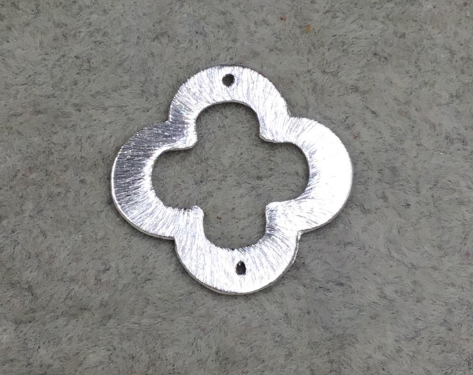 Silver Brushed Medium Quatrefoil Connectors Plated Copper Component - Measuring 21mm x 21mm - Sold in Packs of 10 - (045-SV)