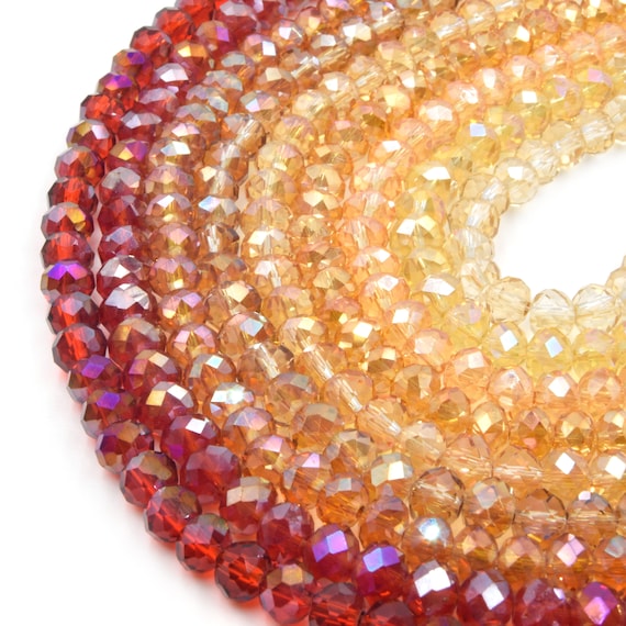 Champagne AB Faceted Rondelle Czech Glass Beads 6MM 