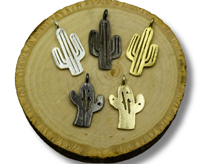 Cactus Charms | Plated Copper Components For Jewelry Making - Bulk Findings, Pack of 10