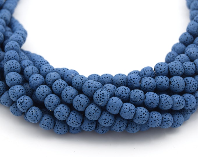 Lava Beads | Blue Round Diffuser Beads - 6mm 8mm 10mm 12mm 14mm 16mm 18mm Available